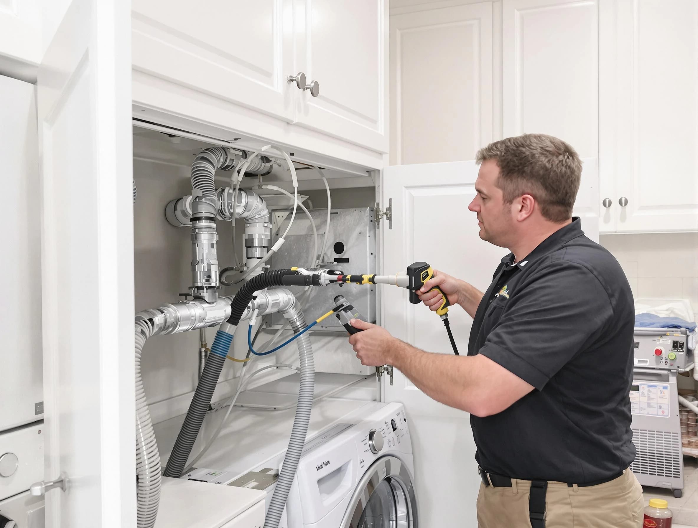 College Park Dryer Vent Cleaning professional removing severe blockage from a clogged dryer vent in College Park