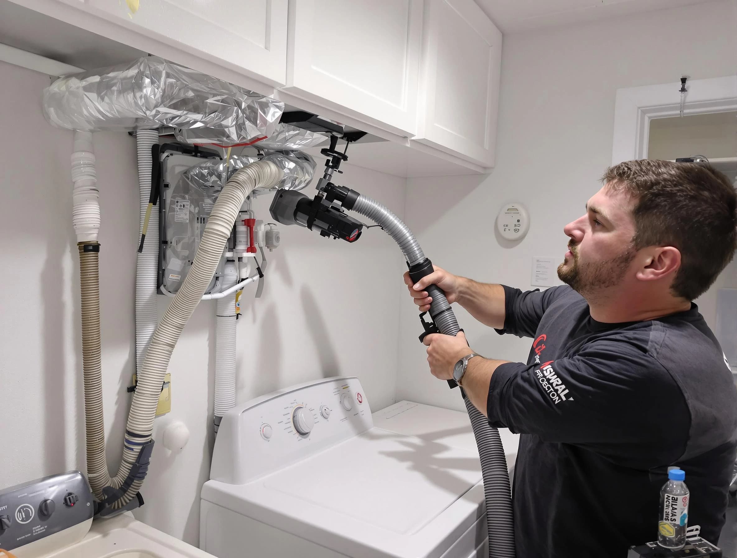 College Park Dryer Vent Cleaning certified technician performing safety-focused gas dryer vent cleaning in College Park