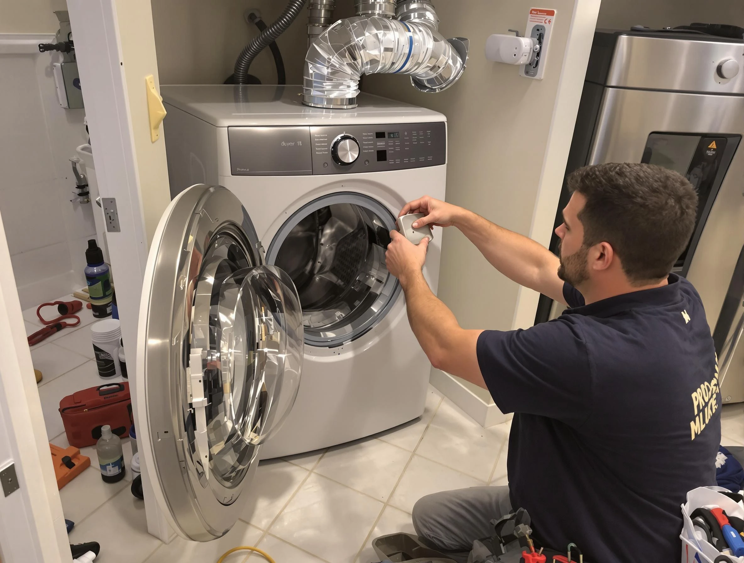 College Park Dryer Vent Cleaning technician performing precise dryer vent hose installation in College Park